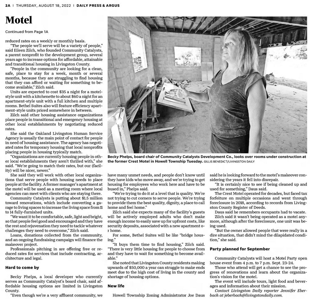 Crest Motel (Bethel Suites) - Aug 2022 Article On Renovation